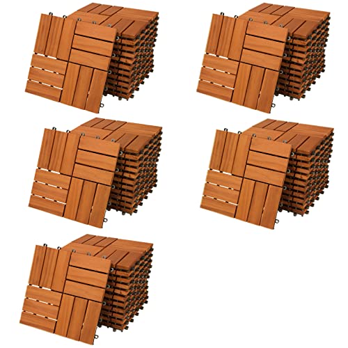 CASARIA® Holzfliesen FSC®-zertifiziertes Akazienholz 5m² Fliese Akazie Mosaik 30x30cm Klicksystem zuschneidbar Terrasse von Deuba