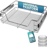 CASARIA® Teleskopschublade Ausziehbare Schublade Küche 30-60cm 20kg Belastbar Verchromt Korbauszug mit Zubehör Haushalt Küchenschrank Kleiderschrank von Deuba