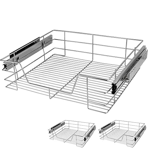 CASARIA® Teleskopschublade 3er Set 60cm Verchromt 25kg Belastbar Korbauszug Vollauszug Zubehör Haushalt Kleiderschrank Küchenschublade Schrankauszug von Deuba