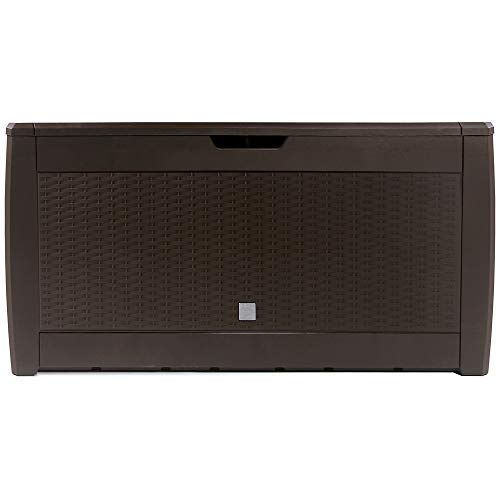 Casaria® Gartenbox Braun UV-beständig 310L Haltegriffe Rollen Terrasse Balkon Wohnzimmer Wintergarten Truhe Auflagenbox Kissenbox 119x48cm Rattan-Optik von Casaria