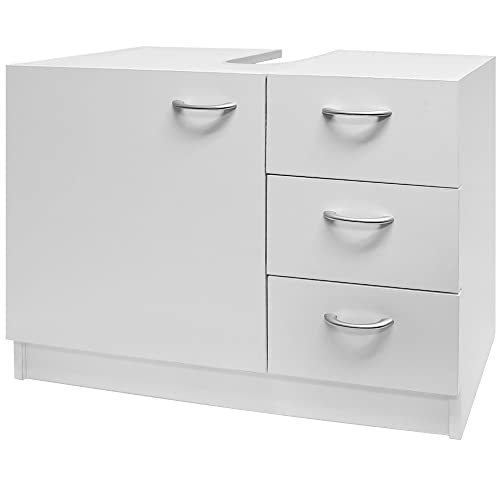 Casaria® Waschbeckenunterschrank 3 Schubladen 63x54x30cm Badezimmer Unterschrank Waschtischunterschrank Badschrank weiß von Casaria