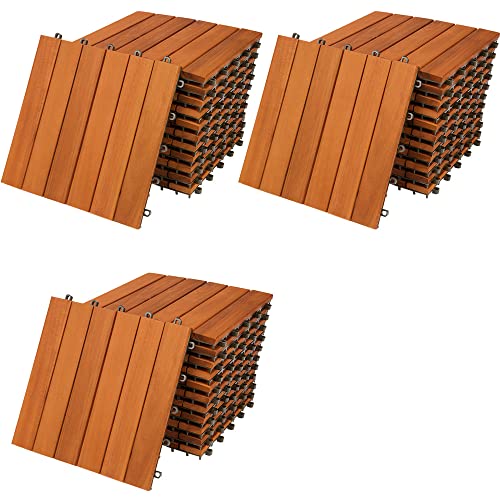 CASARIA® Holzfliesen FSC®-zertifiziertes Akazienholz 3m² Fliese 30x30cm Klicksystem zuschneidbar Terrassenfliese Balkon von Deuba