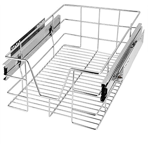 CASARIA® Teleskopschublade 30cm Verchromt 25kg Belastbar Korbauszug Vollauszug mit Zubehör Haushalt Küche Kleiderschrank Küchenschublade Schrankauszug von Deuba