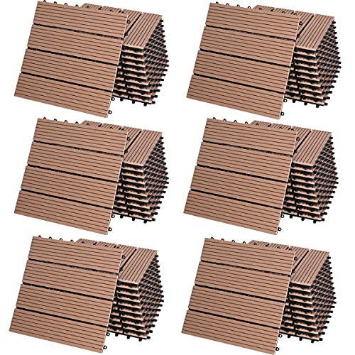 Casaria® WPC Fliesen 30x30cm 66er Set 6m² Stecksystem Drainage Zuschneidbar Terrasse Balkon Garten klick Klassik Terrakotta von Deuba