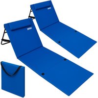DETEX® 2x Strandmatte mit Rückenlehne Gepolstert Blau Sonnenliege klappbar UV-beständig Tasche Reißverschluss Kissen Tragegurt Garten Camping von Deuba
