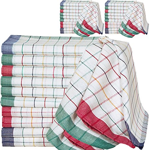 DEUBA® 30er Set Geschirrtücher Saugstark 50x70cm Baumwolle 60 Grad waschbar Küche Küchentücher Geschirrhandtücher kariert von Deuba