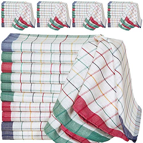 DEUBA® 50er Set Geschirrtücher Saugstark 50x70cm Baumwolle 60 Grad waschbar Küche Küchentücher Geschirrhandtücher kariert von Deuba