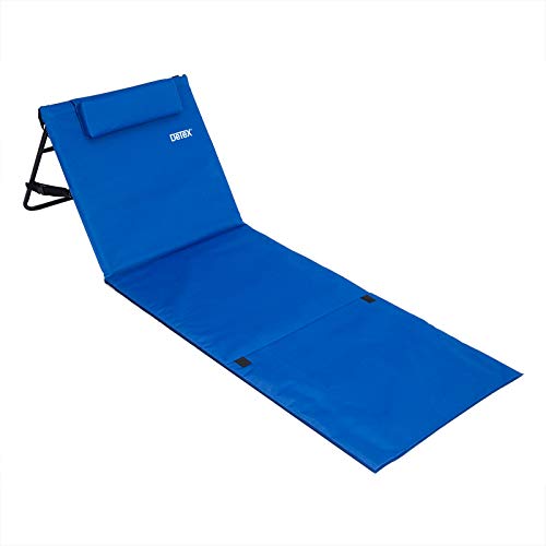 DeTeX® Strandmatte klappbar mit Verstellbarer Rückenlehne UV-beständig Tasche Reißverschluss Kissen Tragegurt Garten Camping Picknick Liegematte Blau von DeTeX