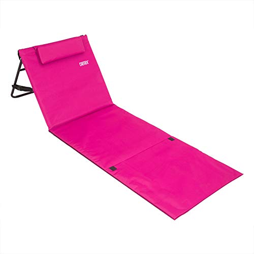 DeTeX® Strandliege Leicht Gepolstert Faltbar mit Rückenlehne Verstellbar Seitentasche Kissen Tragegurt Wetterfest Strand Strandmatte Liege Pink von DeTeX