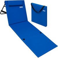 Detex® Strandmatte mit Rückenlehne Gepolstert Blau Sonnenliege klappbar UV-beständig Tasche Reißverschluss Kissen Tragegurt Garten Camping Picknick von Deuba