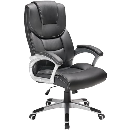 Deuba® Bürostuhl Schreibtischstuhl Ergonomisch Gepolsterte Armlehne Verstellbar Home Office Gamingstuhl Computerstuhl Chefsessel 120kg Belastbar von Deuba