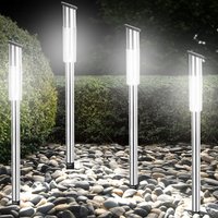 Deuba® Solarleuchte LED mit Dämmerungssensor  70 x 5cm 4er Set silber / warmweiß von Deuba
