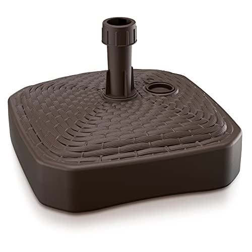 Deuba® Sonnenschirmständer Poly Rattan Eckig bis Ø 26 mm Mast Befüllbar Sonnenschirm Schirmständer Ständer Gartenschirm Balkon Terrasse Garten Braun von Deuba