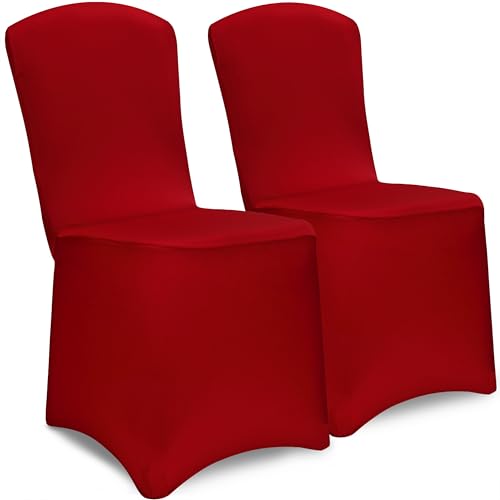 Deuba® Stuhlhussen 2er Set Bordeaux Rot Weihnachten Stretch Dehnbar 30°C Waschbar Stuhlbezug Hussen Stühle Bezug Überzug Überwurf Cover Stühle Deko von Deuba