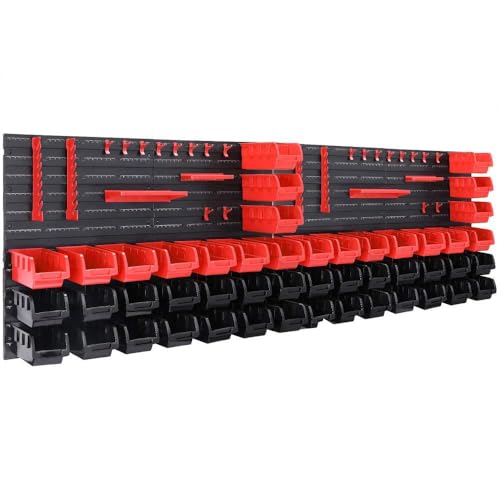 DEUBA® Wandregal mit Stapelboxen und Werkzeughalter 86 tlg Box Erweiterbar Werkstattregal Werkzeuglochwand von Deuba