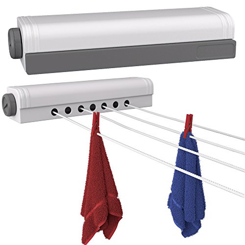 Deuba 2x 14m Polypropylen-Wäscheleine, Wandtrockner, Weiß von Deuba