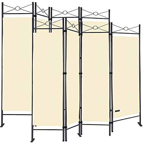 DEUBA® 2er Set Trennwand 180x160cm 4 teilig Blickdicht Freistehend Faltbar Stabil Wohnzimmer Schlafzimmer Büro Raumteiler Spanische Wand Paravent Creme von Deuba