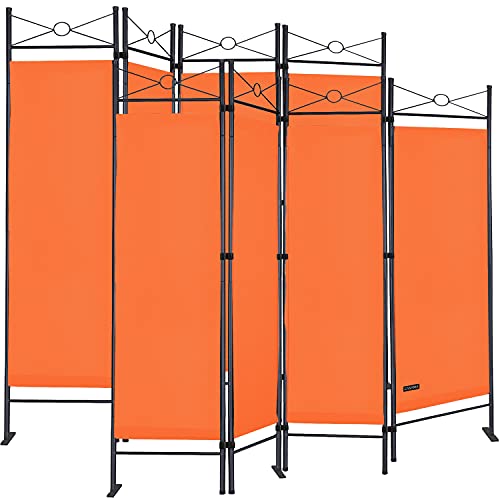 DEUBA® 2er Set Trennwand 180x160cm 4 teilig Blickdicht Freistehend Faltbar Stabil Wohnzimmer Schlafzimmer Büro Raumteiler Spanische Wand Paravent Orange von Deuba