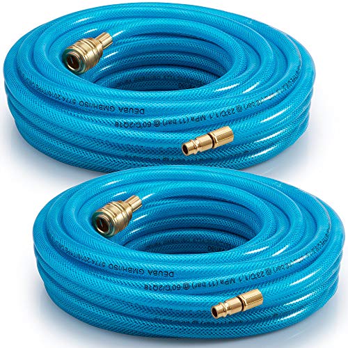 2x DEUBA® Druckluftschlauch 10m PVC Schnellkupplung 15 bar 1/4' Anschluss Ø Innen 6mm Außen 13mm Gewebeschlauch Kompressor von Deuba