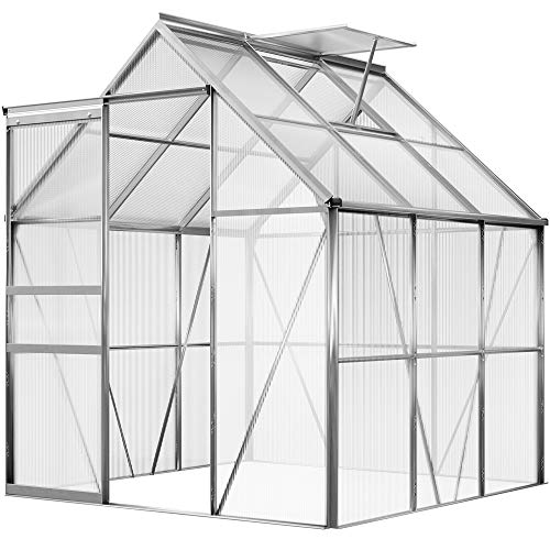 GARDEBRUK® Aluminium Gewächshaus 3,6m² 190x190cm inkl. Dachfenster Treibhaus Gartenhaus Frühbeet Pflanzenhaus Aufzucht 5,8m³ von Deuba