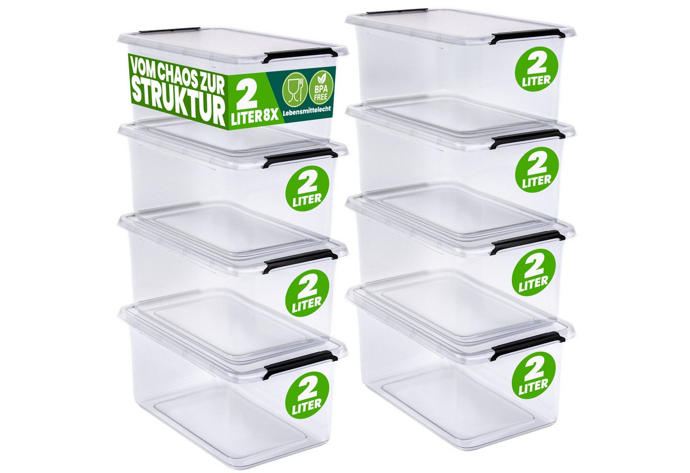 Deuba Aufbewahrungsbox, 2L Deckel Kunststoff Organizer Ordnungsboxen BPA frei stapelbar Küche von Deuba
