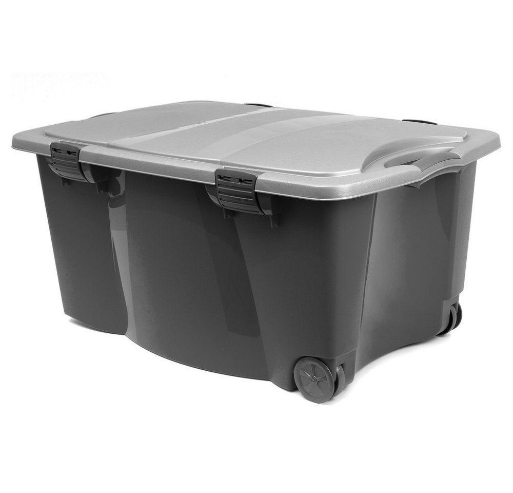Deuba Aufbewahrungsbox, Kunststoffbox verschließbarer Deckel 2 Rollen 2 Handgriffe 80x52x41cm von Deuba