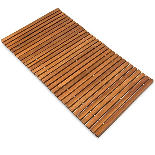 Deuba® Badvorleger Badematte Badvorleger Holz 76 x 50 cm FSC®-zertifiziertes Akazienholz Rutschhemmende Gummistopper Duschmatte Holzduschmatte von Deuba