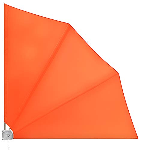Deuba® Balkonfächer Sichtschutz 140x140cm Wetterfest UV-beständig Faltbar Terrasse Seitenmarkise Sonnenschutz Trennwand mit Wandhalterung Orange von Deuba