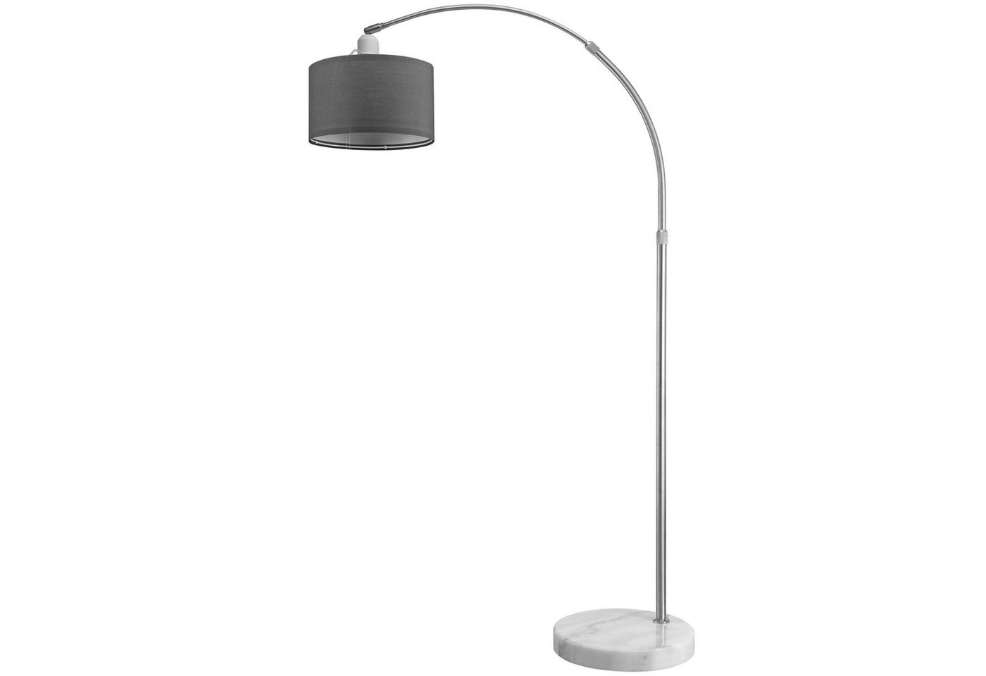 monzana Bogenlampe, Bogenlampe, ohne Leuchtmittel, Stoffschirm Grau Marmorfuß 150-175 cm Höhenverstellbar Schwenkbar E27 von monzana