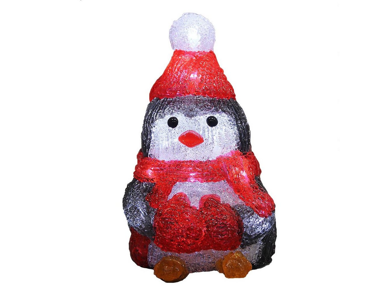 Deuba Dekofigur, Acryl Figur mit LED Pinguin 18x15x11cm Weihnachtsdeko Beleuchtet von Deuba