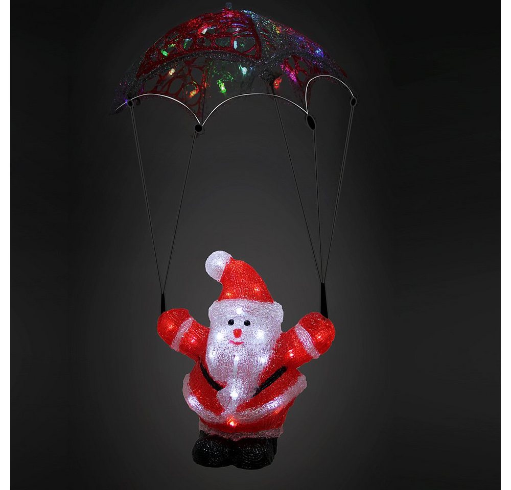 Deuba Dekofigur, Acryl Figur mit LED Weihnachtsmann Außen Innen 31x20x16cm Groß von Deuba