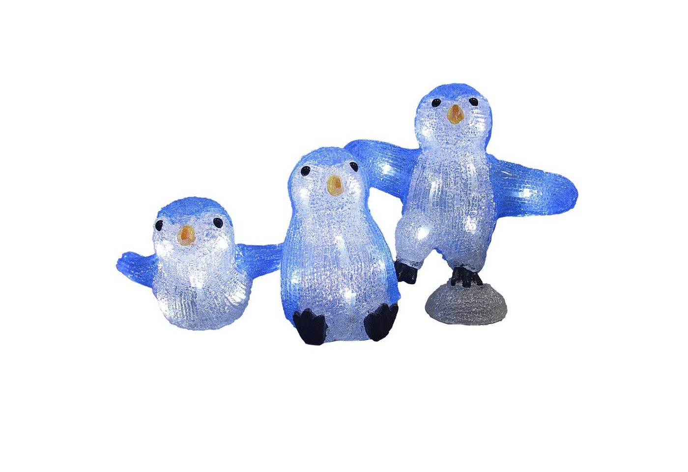 Deuba Dekofigur, Acryl Figuren mit LED Pinguine Innen Außen 3er Set IP44 von Deuba