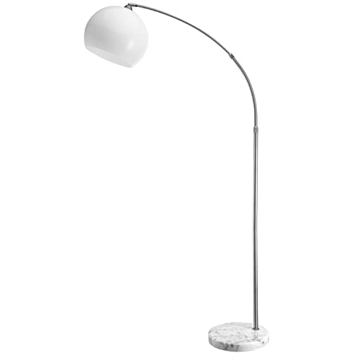 Monzana Bogenlampe Marmor 190-210 cm Höhenverstellbar Fußschalter Schwenkbar E27 Edelstahl 40W Wohnzimmer Schlafzimmer Stehlampe Standleuchte Weiß von Monzana