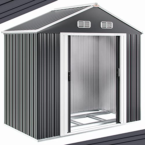 Deuba GARDEBRUK® XL Metall Gerätehaus 2m² mit Fundament 196x132x188cm Schiebetür Anthrazit Geräteschuppen Gartenhaus Schrank 4m³ von Deuba