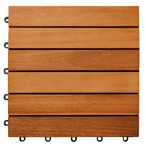 CASARIA® Holzfliesen Akazie FSC®-zertifiziertes Akazienholz 30x30 cm Fliese Stecksystem Mosaik Zuschneidbar Terrasse Balkon von Deuba