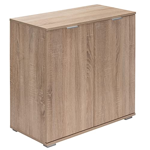 Casaria® Kommode mit 2 Türen 71x74x35cm Holz Modern höhenverstellbarer Einlegeboden Schlafzimmer Büro Flur Mehrzweckschrank Aktenschrank Schrank Eiche von Deuba