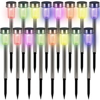 Led Solarlampen Außen 16er Set Wetterfest IP44 Edelstahl Farbwechsel Bunt Garten Balkon Solar Solarleuchten Außenbeleuchtung - Monzana von monzana