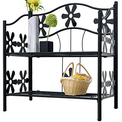 Deuba® Blumenregal Metall Schwarz 2 Etagen Balkon Outdoor Indoor Blumenständer Pflanzenständer Blumentreppe Blumenständer von Deuba