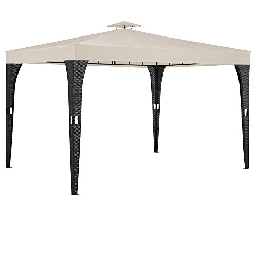 Deuba Pavillon 3x4m Gartenpavillon Poly Rattan Wasserabweisend Partyzelt UV-Beständig Gartenzelt Metall Schmutzabweisend Creme von Deuba