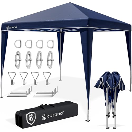 CASARIA® Pavillon Capri 3x3m Pop-Up UV-Schutz 50+ Wasserdicht Winterfest mit Tasche Faltbar Stabil Camping Garten Faltpavillon Partyzelt Blau von Casaria