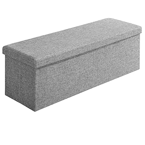 Casaria® Sitzbank mit Stauraum 115x40x40 cm Grau Faltbar Gepolstert Deckel Stoff Stabil 130 L Modern Flur Schlafzimmer Sitztruhe Bettbank Polsterbank von Casaria