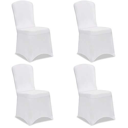 Deuba® Stuhlhussen Stretch 4er Set Dehnbar Weiß Weihnachten Hochzeit Events Universal Husse Stuhlbezug Stuhlüberzug Bezug von Deuba