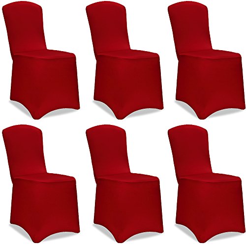 Deuba® Stuhlhussen Stretch 6er Set Bordeaux-Rot Dehnbar Waschbar Weihnachten Hochzeit Event Universal Husse Bezug Überzug von Deuba