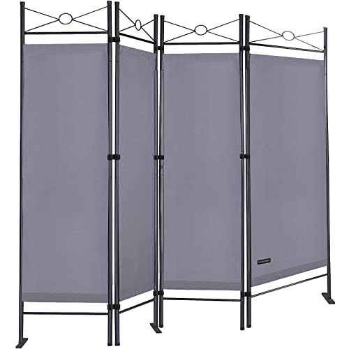 DEUBA® Trennwand 180x160cm 4 teilig Blickdicht Freistehend Faltbar Stabil Indoor Wohnzimmer Schlafzimmer Büro Raumteiler Spanische Wand Paravent Grau von Deuba