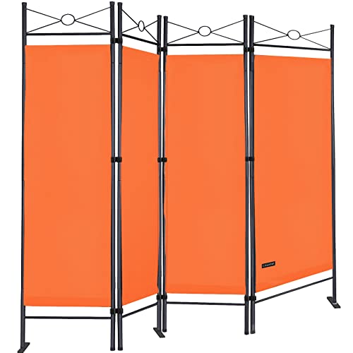 DEUBA® Trennwand 180x160cm 4 teilig Blickdicht Freistehend Faltbar Stabil Indoor Wohnzimmer Schlafzimmer Büro Raumteiler Spanische Wand Paravent Orange von Deuba