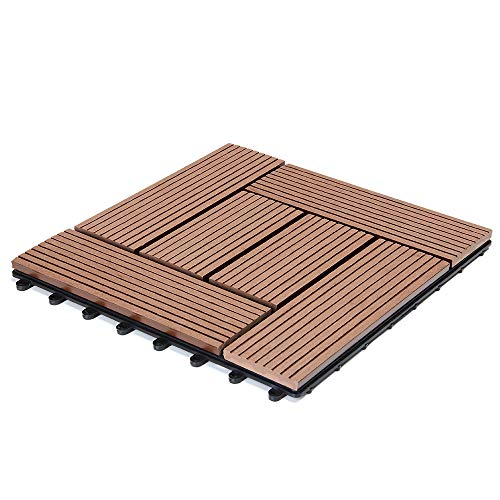 Deuba® WPC Fliesen 30x30 cm Stecksystem Zuschneidbar Drainagesystem Terrasse Balkon Garten Klickfliesen Mosaik Terrakotta von Deuba