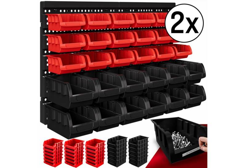 monzana Wandregal, Stapelboxen 64 tlg Box Starke Wandplatten Erweiterbar Werkstattregal von monzana