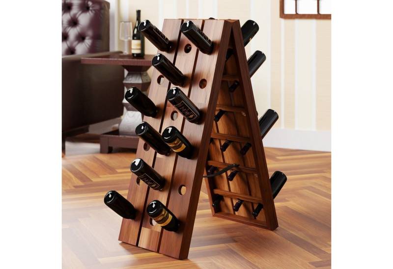 Casaria Weinregal Rüttelpult, für 36 Flaschen 87x 55x 39cm Akazienholz Freistehend Klappbar Rustikal von Casaria