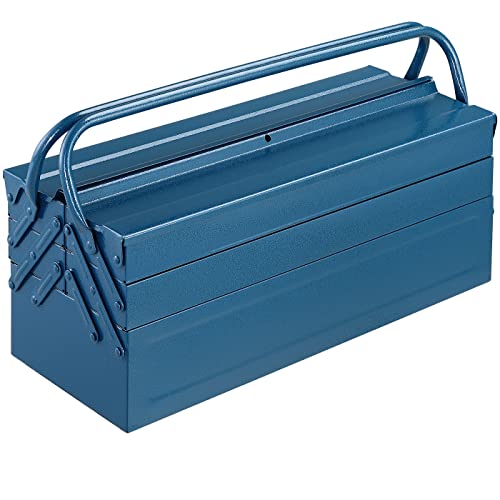 DEUBA® Werkzeugkasten leer groß Stahl 5-teilig Werkzeugkoffer Werkzeugbox Werkzeugkiste Werkzeug Montage Koffer blau 530x200x200mm von Deuba