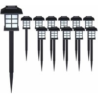 Monzana - led Solarlampe Außen Wetterfest IP44 Erdspieß Solar Garten Laterne Schwarz Solarleuchte Balkon 12er Set von monzana